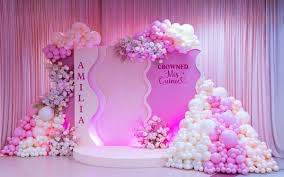 Birthday Party Decoration Services in Gurgaon for Girls – pastel balloon and backdrop by Adore Celebration
